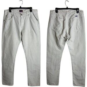 UNTUCKit Digby Linen 5-Pocket Chino Pants Men's 34x32 Taupe Relaxed Fit Preppy